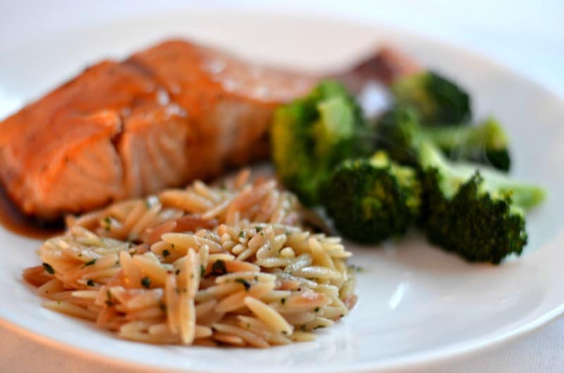 salmon with orzo