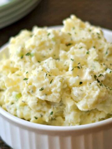 potato salad garnished with parsley