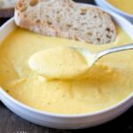 CAULIFLOWER & CHEESE SOUP made with no flour, thick, rich and creamy #cauliflower #soup #healthy #cleaneating #happilyunprocessed