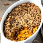 SWEET POTATO CASSEROLE - No Thanksgiving is complete without these sweet potatoes at your table. Lower in sugar. #sweetpotatoes #thanksgiving #healthy #happilyunprocessed