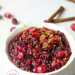 HOMEMADE CRANBERRY SAUCE - real cranberries, sugar , orange juice, water, cinnamon stick is all it takes for fresh, flavorful cranberry sauce #cranberry #thanksgiving #sidedish #cleaneating #happilyunprocessed