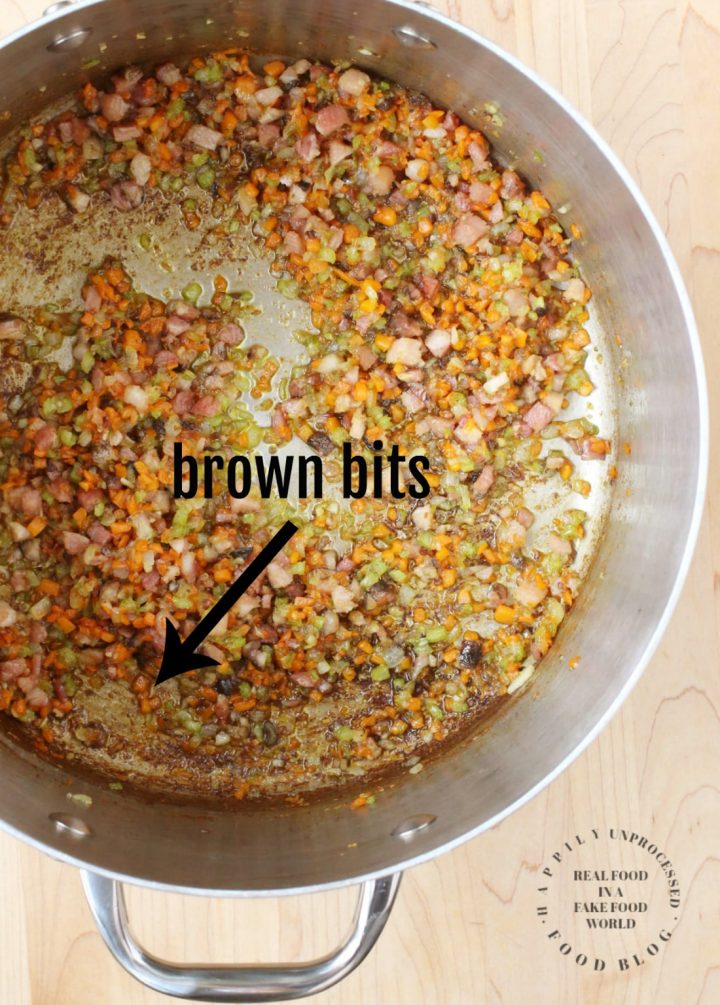Soffritto in large stockpot for Bolognese sauce