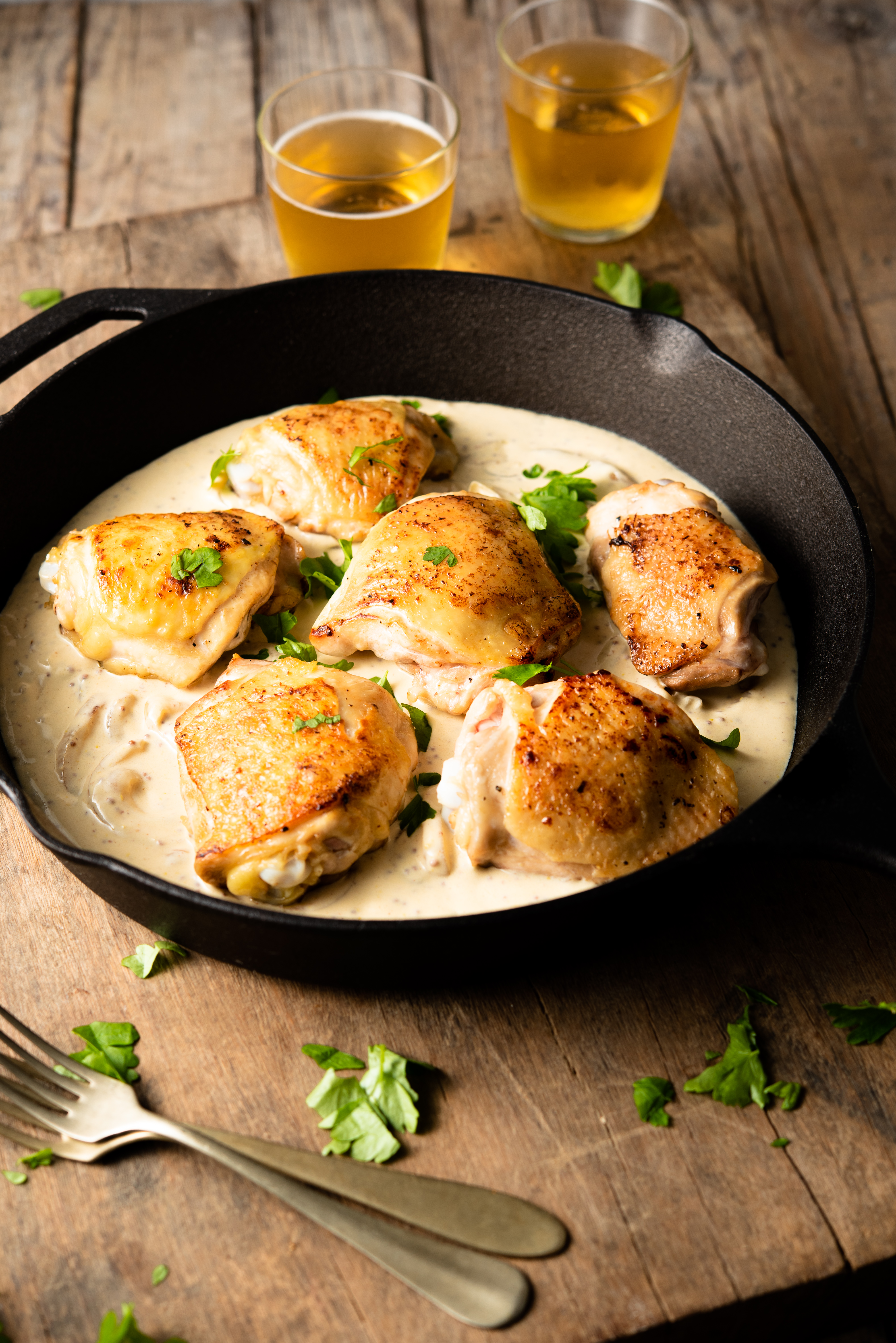 CHICKEN THIGHS IN A CREAMY DIJON SAUCE #chickenthighs #dinner #happilyunprocessed
