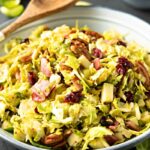SHAVED BRUSSEL SPROUT SALAD w HONEY MUSTARD & APPLE VINAIGRETTE #brusselsprouts #salad #healthy #sidedish #happilyunprocessed.com