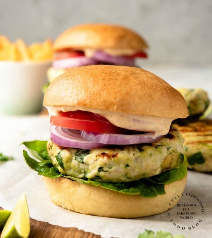CHICKEN BURGERS WITH AVOCADO AND GRUYERE CHEESE - packed with flavor, moist and a great burger #chicken #burgers #grill #summer #weeknightdinner #happilyunprocessed.com