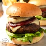 Coffee Rubbed Burgers with Smoked Gouda and Homemade BBQ sauce #burgers #bbq #grilled #hamburger #happilyunprocessed