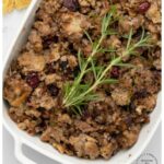 SLOW COOKER STUFFING - why wait for Thanksgiving for stuffing? No turkey needed. This stuffing is so moist you'd never know it didn't come out of a turkey! #thanksgivingstuffing #stuffing #thanksgivingsides