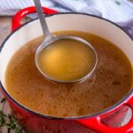 Crockpot Turkey Stock - don't throw away those leftovers. Bone broth is one of the healthiest stocks you can make #stock #bonebroth #turkey #thanksgiving