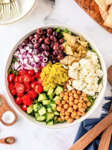 Greek chopped salad in a bowl