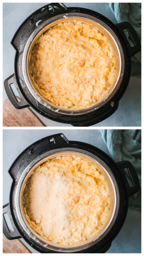 Cooked pumpkin risotto in the instant pot