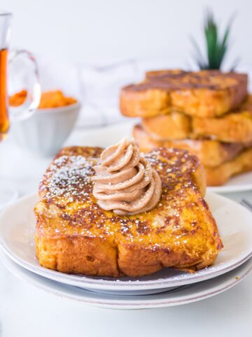 Pumpkin French Toast with homemade whipped cinnamon maple butter