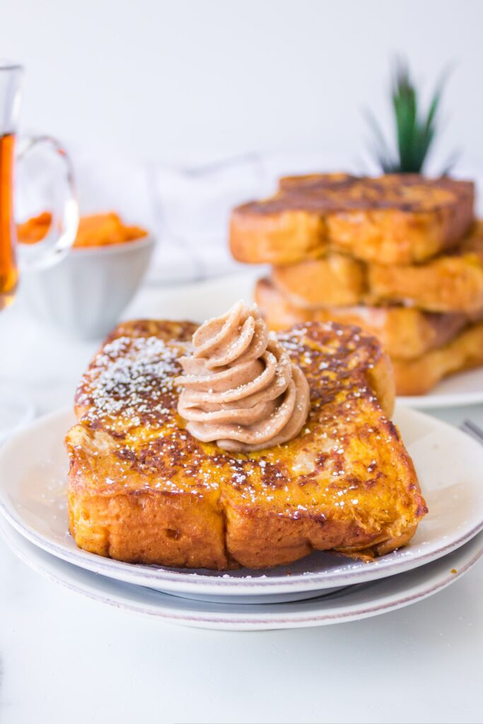 Pumpkin French Toast with homemade whipped cinnamon maple butter