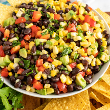 How to make fresh cowboy caviar with corn, peppers, red onion in lime vinaigrette