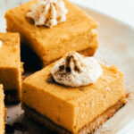 Pumpkin cheesecake bars with almond flour crust - low carb and gluten free
