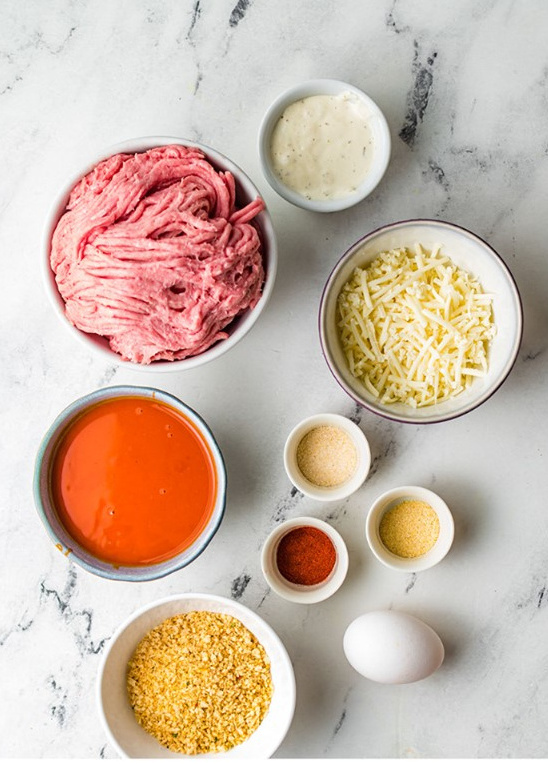 Ingredients needed to make stuffed chicken buffalo meatballs