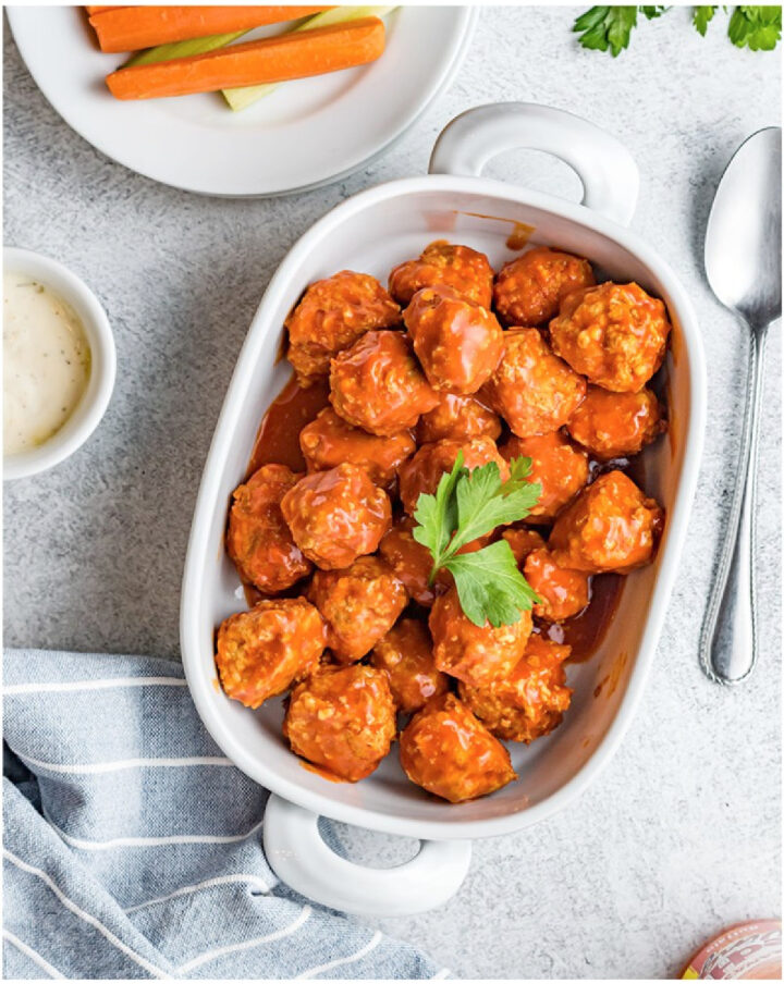 Stuffed Buffalo Chicken & Mozzarella Meatballs