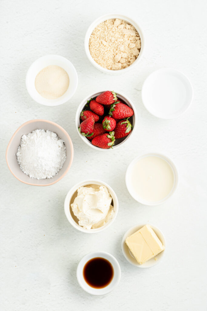 Ingredients for No Bake Strawberry Cheesecake Keto Friendly