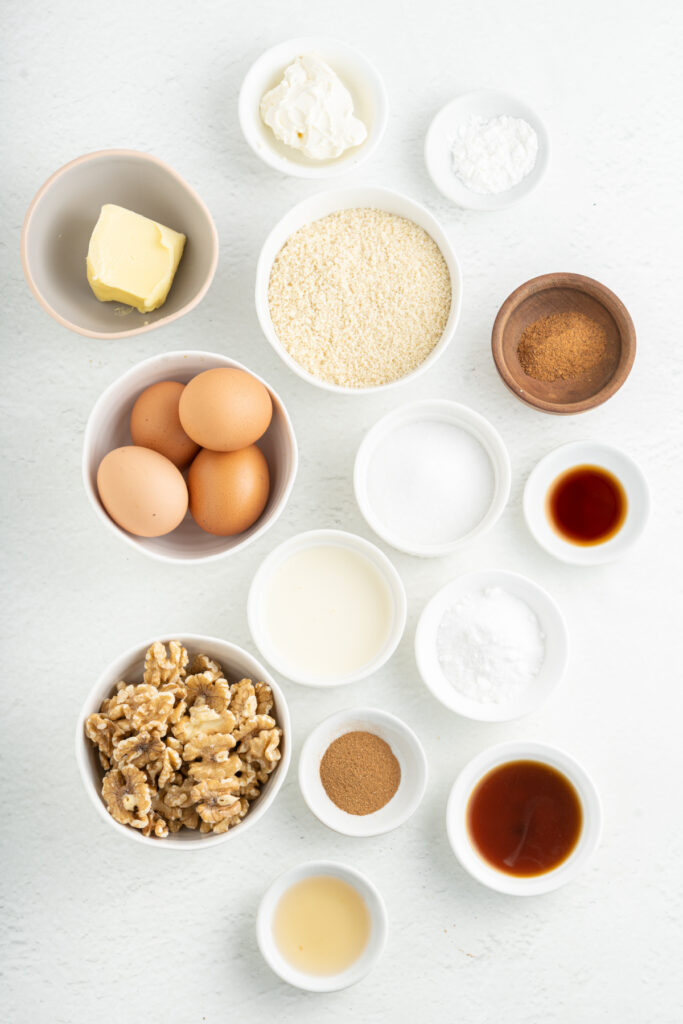 Ingredients for keto friendly coffee cake.