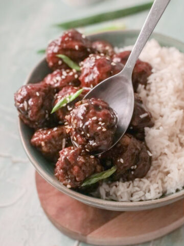 sticky Mongolian meatballs