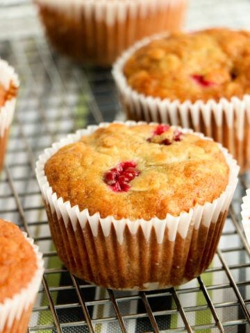 homemade low sugar cranberry banana muffins