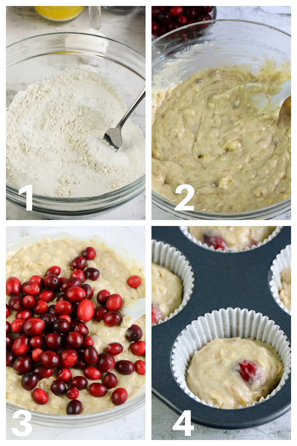 How to make healthy cranberry banana muffins from scratch step by step