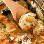 piping hot cheesy potatoes au gratin are the perfect side dish to any meal