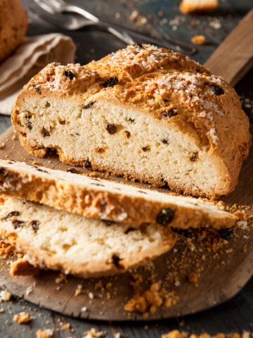 Irish Soda bread cut in slices for St. Patrick's Day
