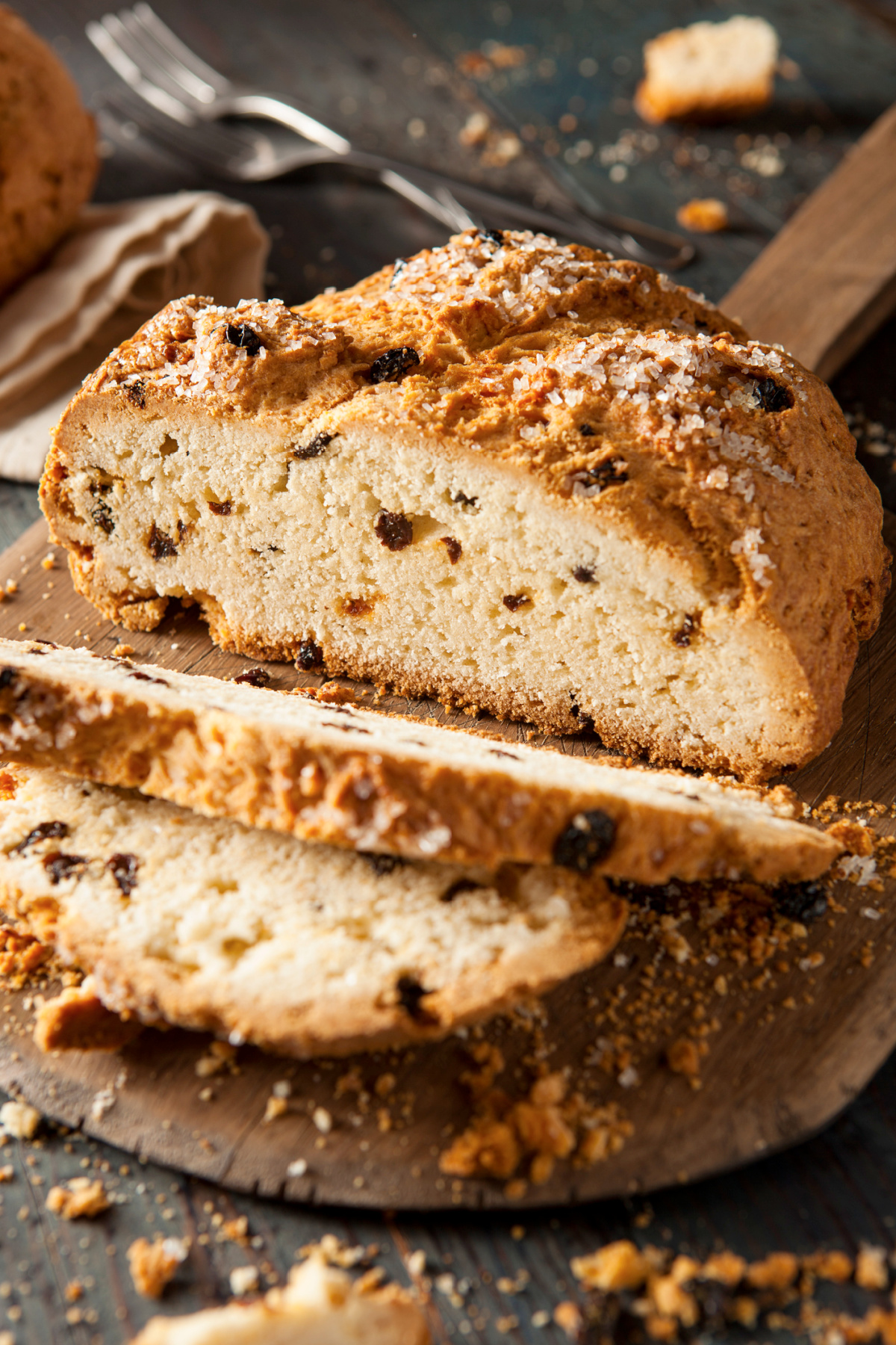 Irish Soda bread cut in slices for St. Patrick's Day
