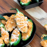 Shredded Buffalo chicken jalapeno poppers