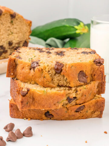chocolate chip zucchini bread cut in slices