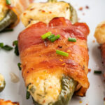 garlic and chive bacon wrapped jalapeno poppers
