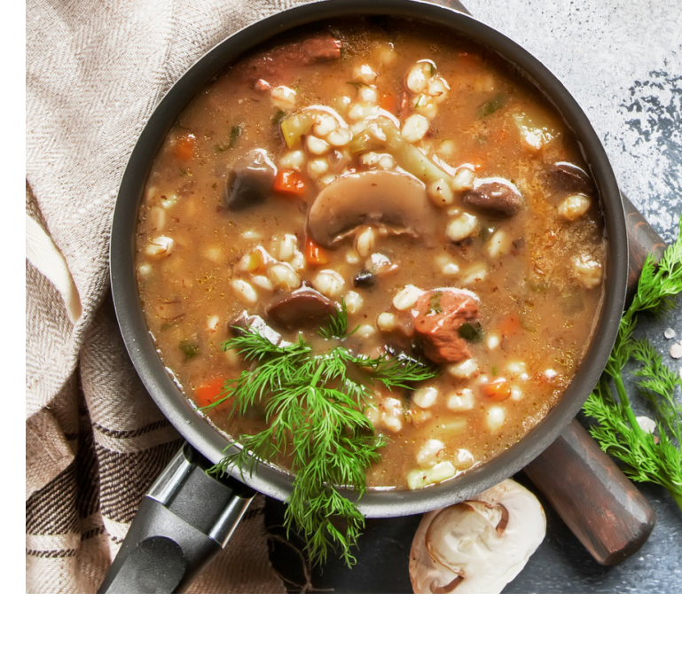 Homemade mushroom barley soup