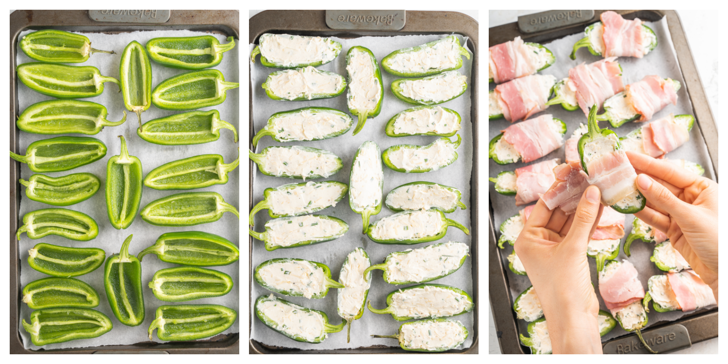 step by step photos to make jalapeno poppers brushed with melted honey butter