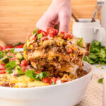 Layered Taco Lasagna (or Mexican Casserole) being served