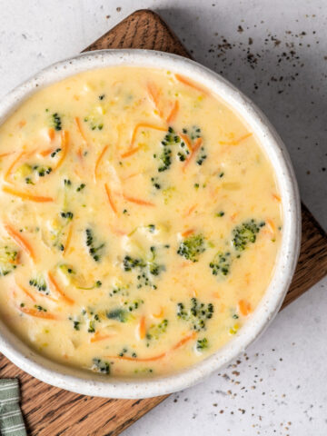 Broccoli and Cheddar Cheese Soup is comfort in a bowl