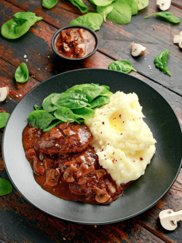 Salisbury steak recipe in a creamy mushroom gravy