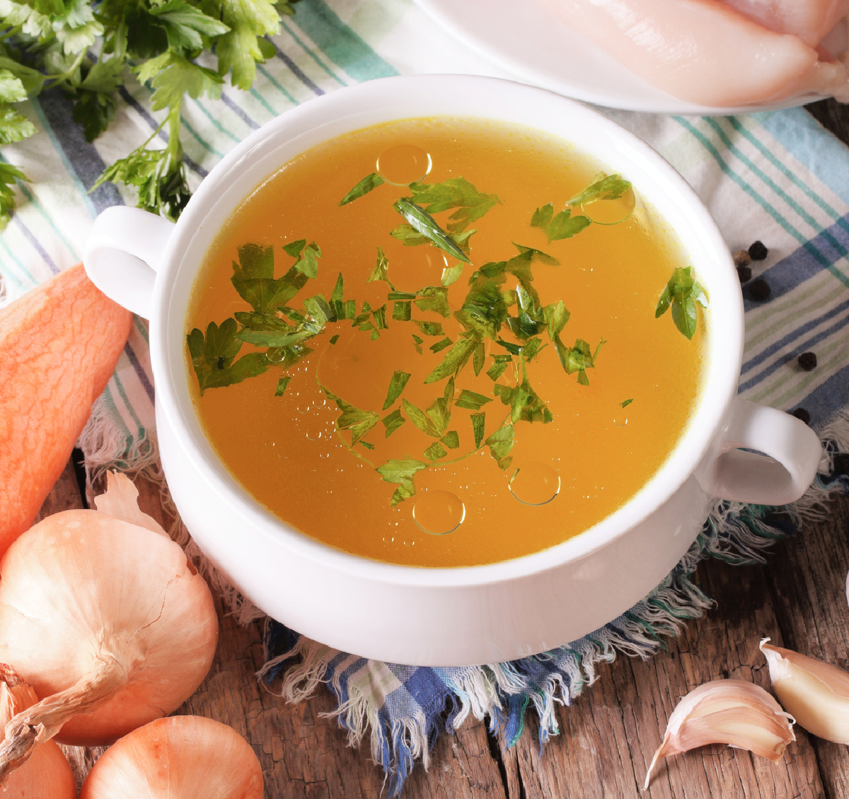 homemade chicken broth is an easy way to add tons of flavor to your dishes