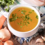 homemade chicken broth in a bowl is full of collagen