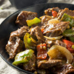 One skillet Chinese pepper steak