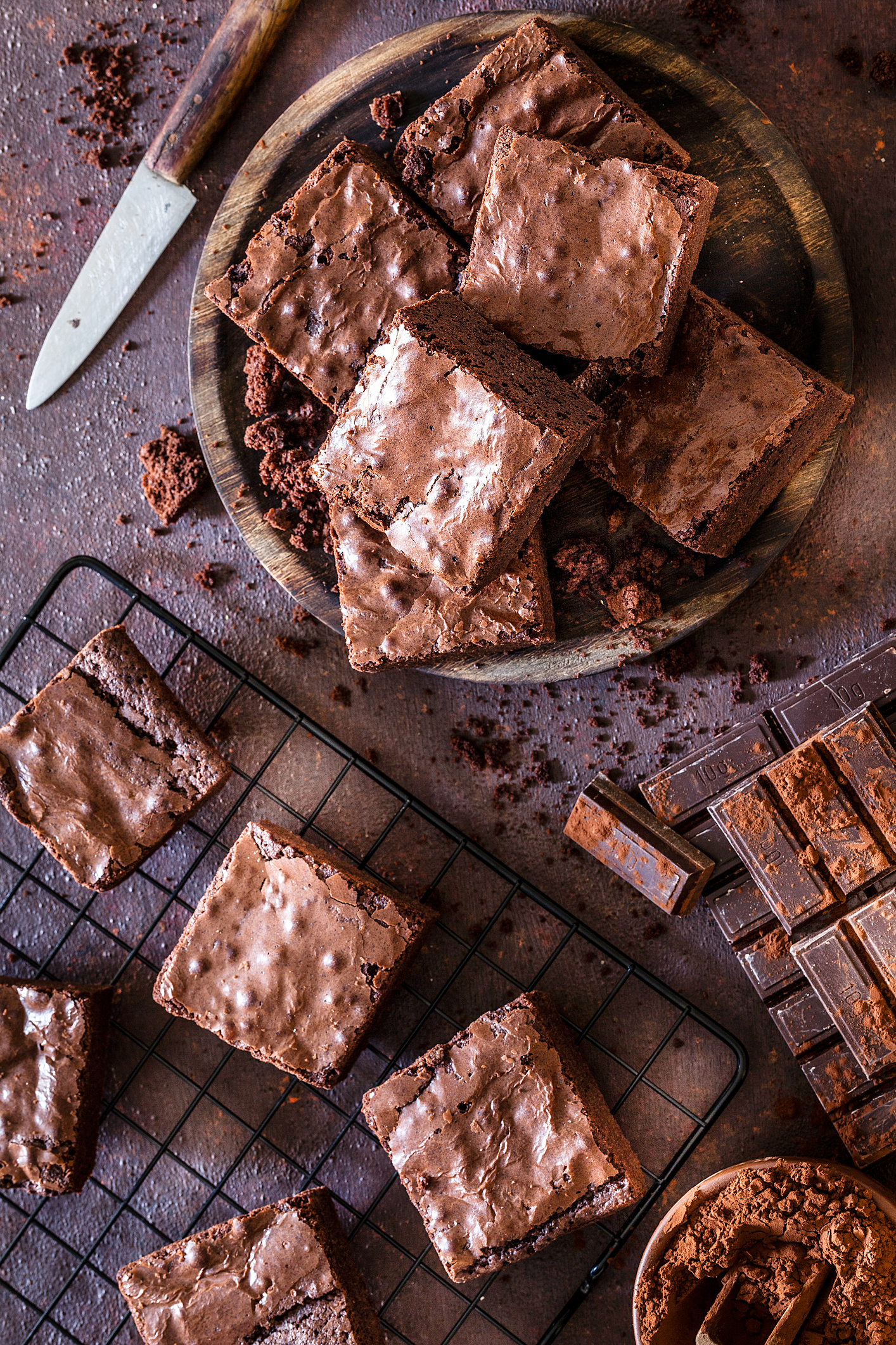 Gluten-free flourless chocolate brownies on a plate