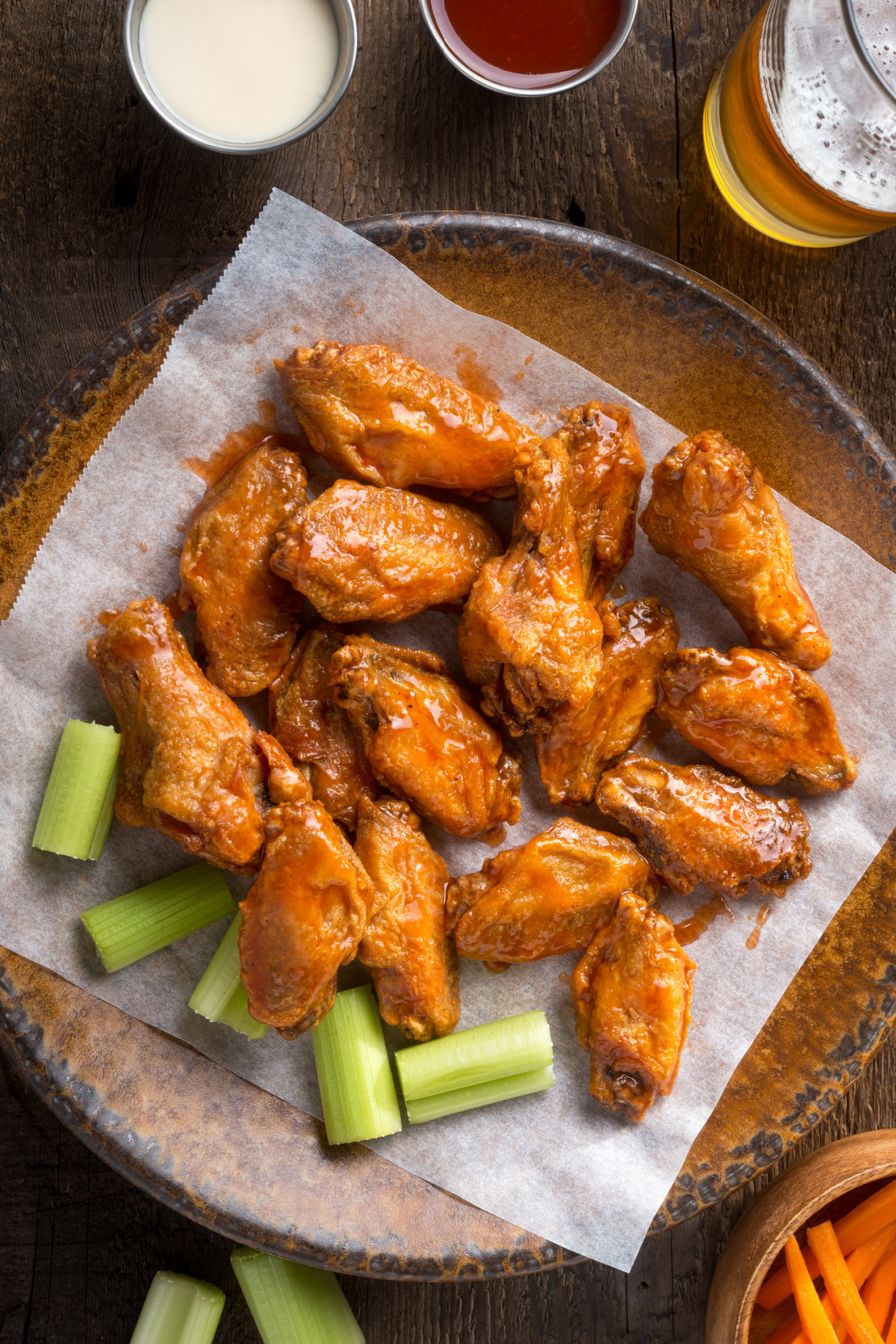 Buffalo wings made with Buffalo Wild Wings Medium Sauce recipe