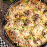 French Onion Meatball Bake