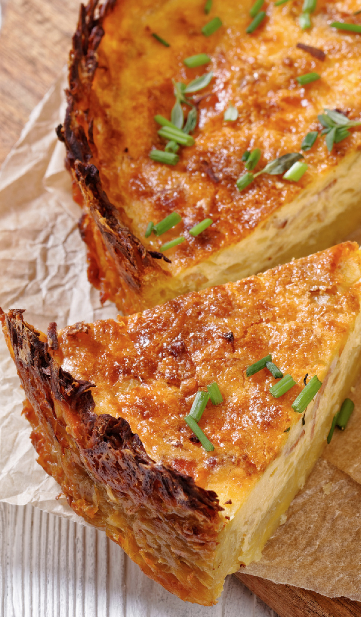 Spinach and Gruyere Cheese quiche with a hashbrown crust