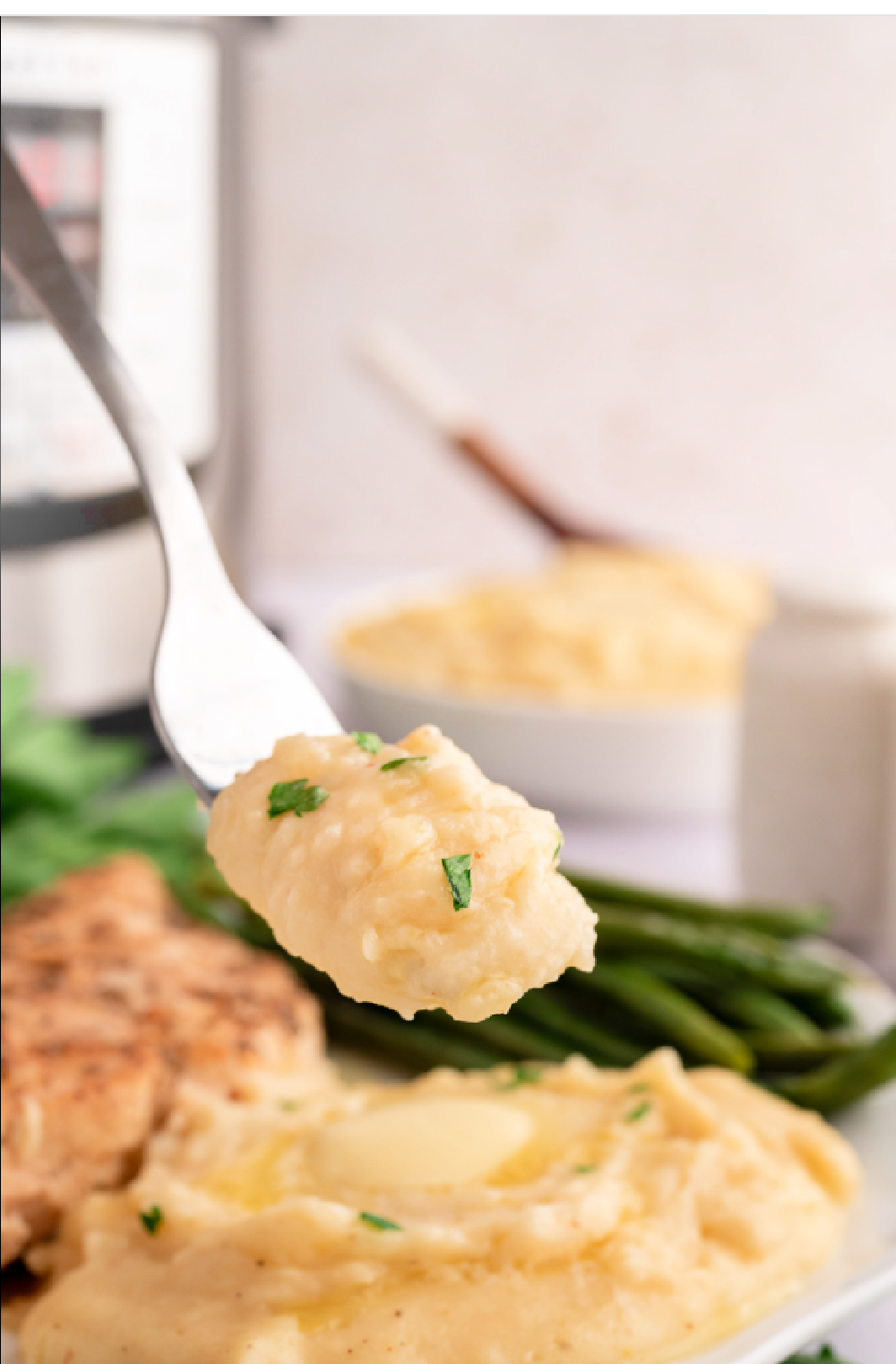creamy Parmesan mashed potatoes made for a weeknight in the Instant Pot