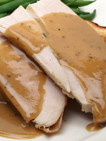 Turkey gravy made from drippings