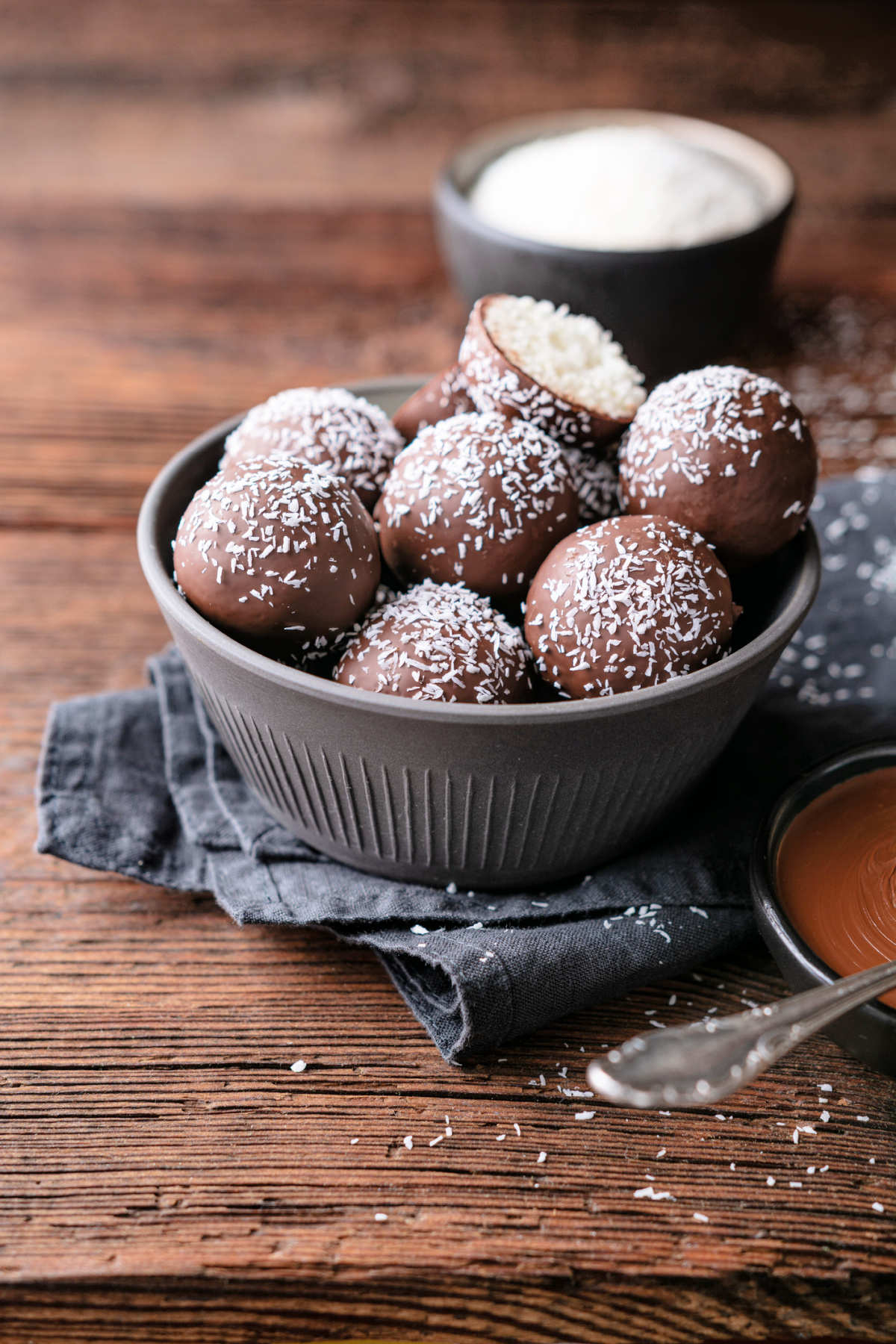 Handmade dark chocolate coconut bites are a great alternative to almond joys