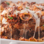 baked rigatoni with hearty meat sauce