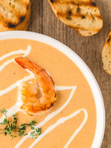 creamy decadent shrimp bisque