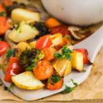 roasted potatoes, tomatoes brocolli, onions