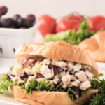 loaded chicken salad on a croissant